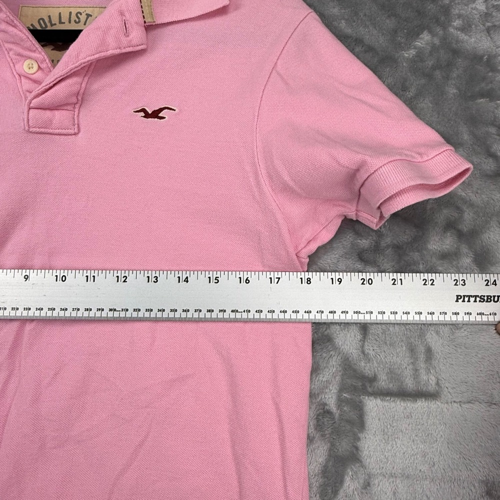 Hollister Mens Pink Short Sleeve Pique Polo Shirt  Medium M Unisex 100% Cotton - Picture 4 of 9